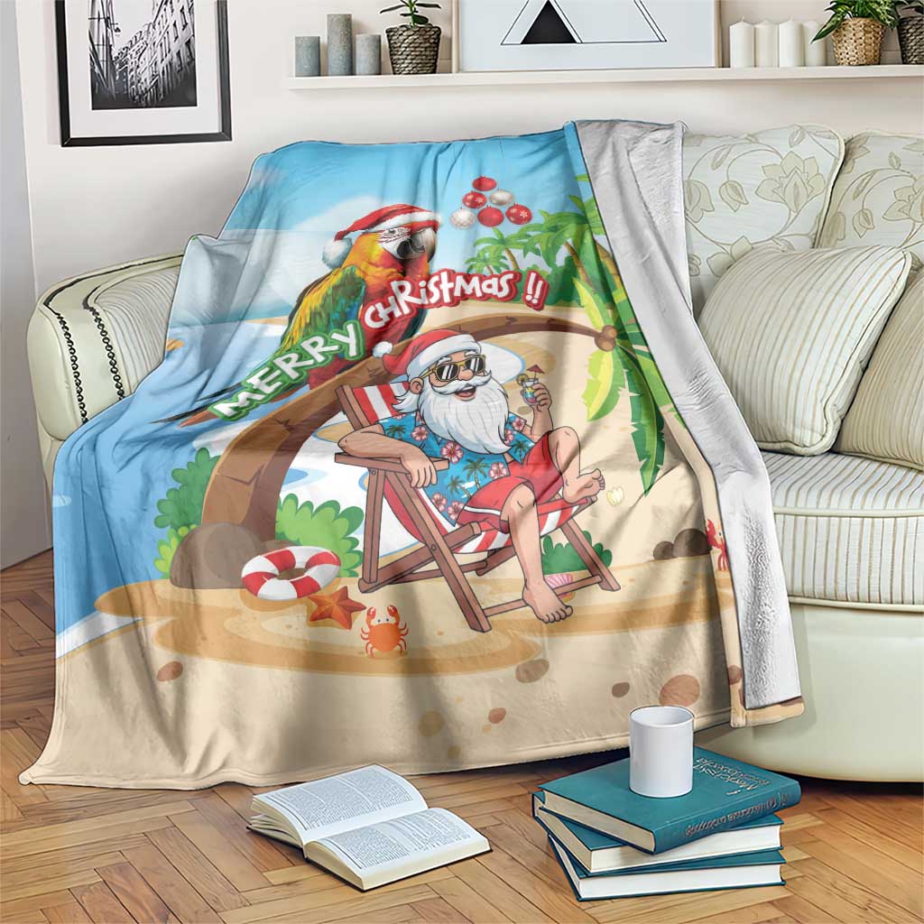 Hawaii Santa Parrot Christmas Blanket Summer Vibe - Polynesian Pride