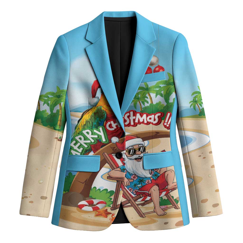 Personalized Hawaii Santa Parrot Christmas Blazer Summer Vibe - Polynesian Pride
