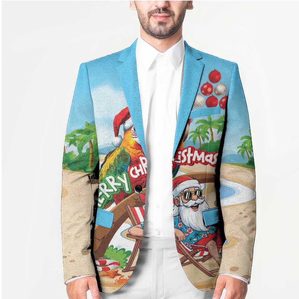 Personalized Hawaii Santa Parrot Christmas Blazer Summer Vibe - Polynesian Pride