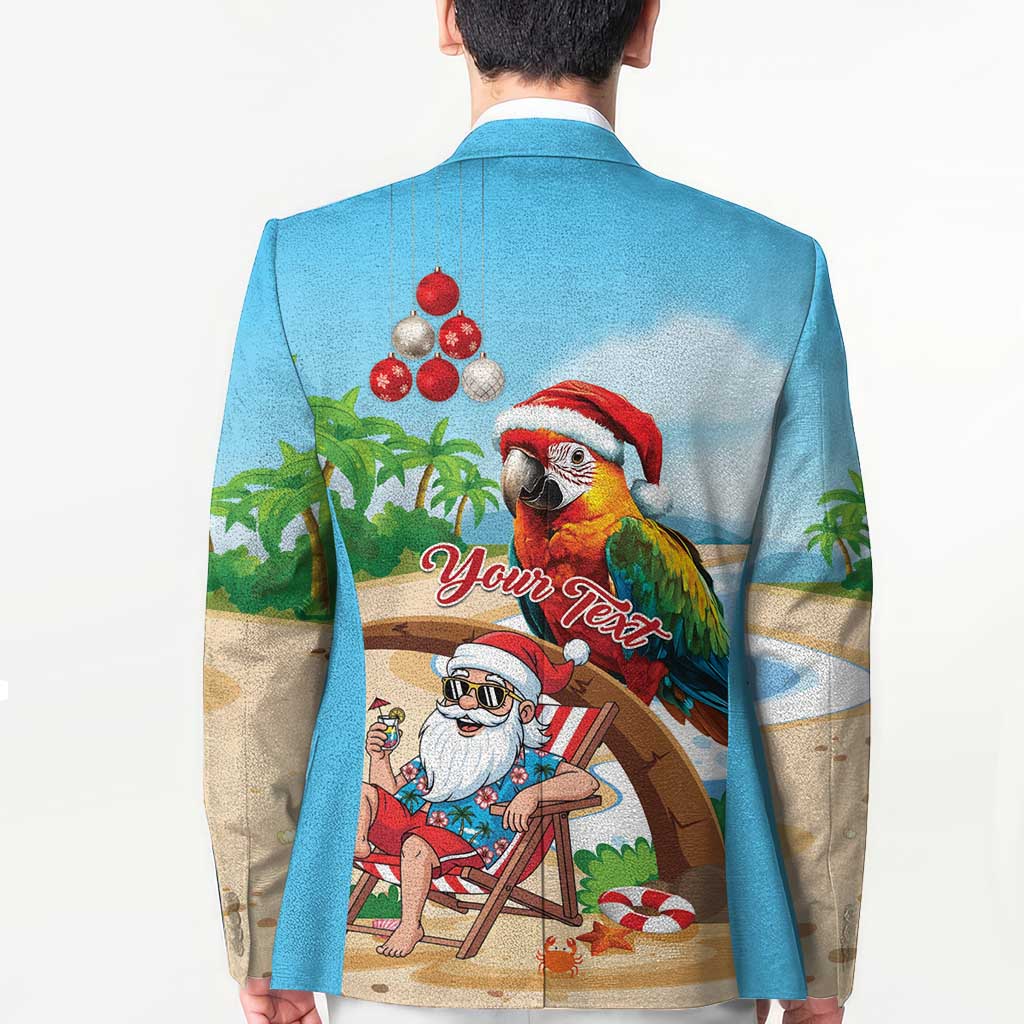 Personalized Hawaii Santa Parrot Christmas Blazer Summer Vibe - Polynesian Pride