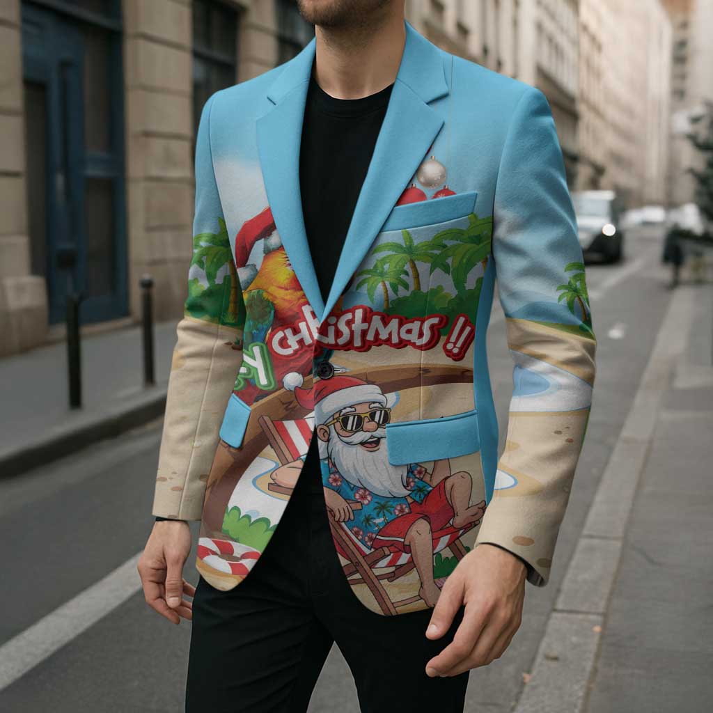 Personalized Hawaii Santa Parrot Christmas Blazer Summer Vibe - Polynesian Pride