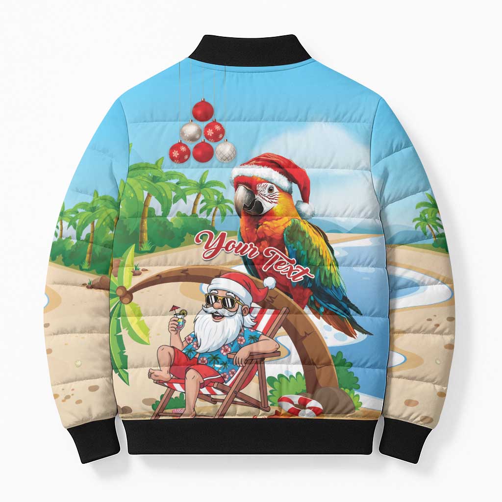 Personalized Hawaii Santa Parrot Christmas Bomber Puffer Jacket Summer Vibe - Polynesian Pride