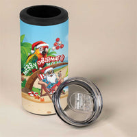 Personalized Hawaii Santa Parrot Christmas 4 in 1 Can Cooler Tumbler Summer Vibe - Polynesian Pride