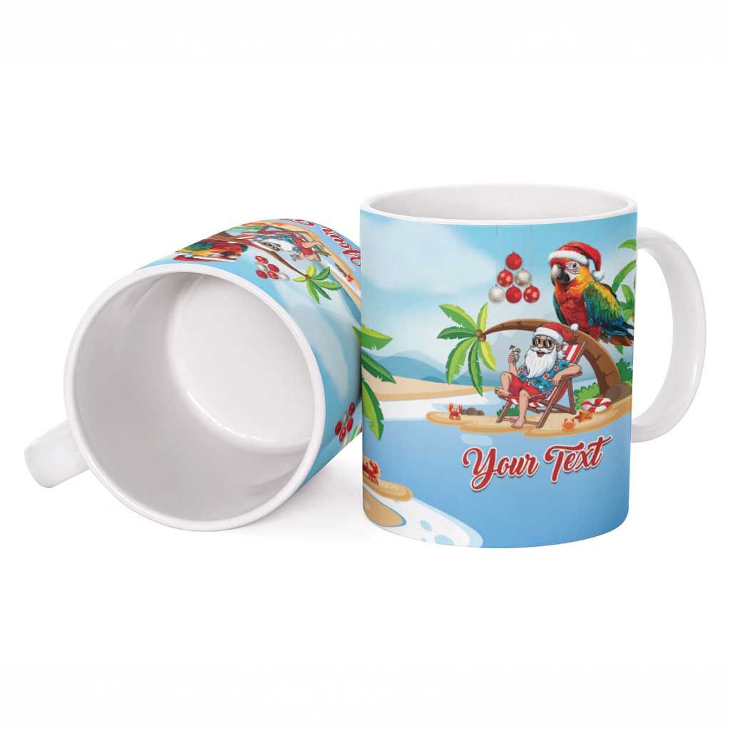 Personalized Hawaii Santa Parrot Christmas Ceramic Mug Summer Vibe - Polynesian Pride
