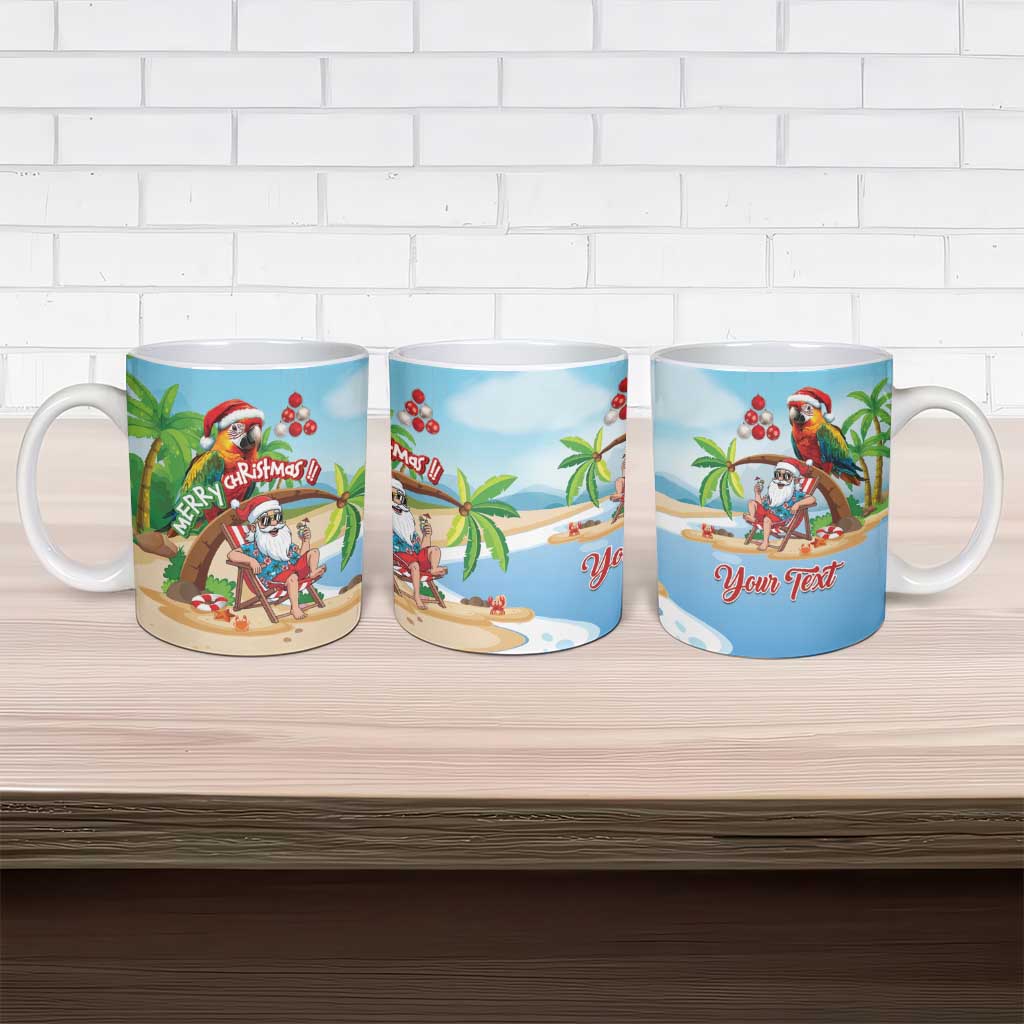 Personalized Hawaii Santa Parrot Christmas Ceramic Mug Summer Vibe - Polynesian Pride