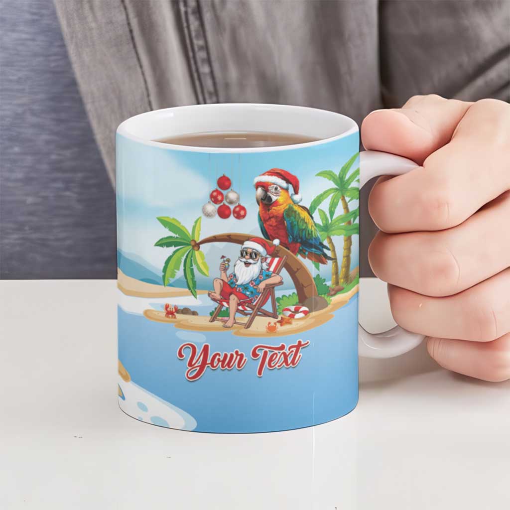 Personalized Hawaii Santa Parrot Christmas Ceramic Mug Summer Vibe - Polynesian Pride