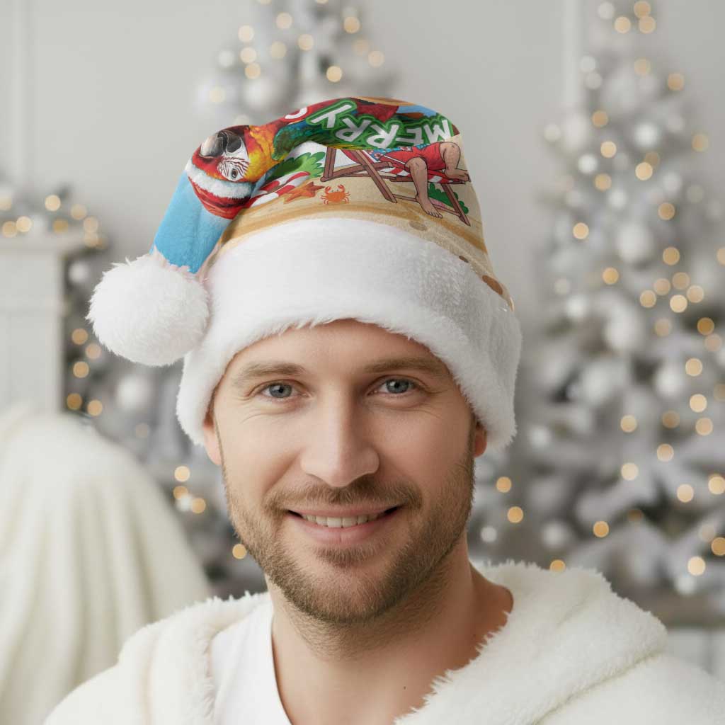 Hawaii Santa Parrot Christmas Santa Hat Summer Vibe - Polynesian Pride