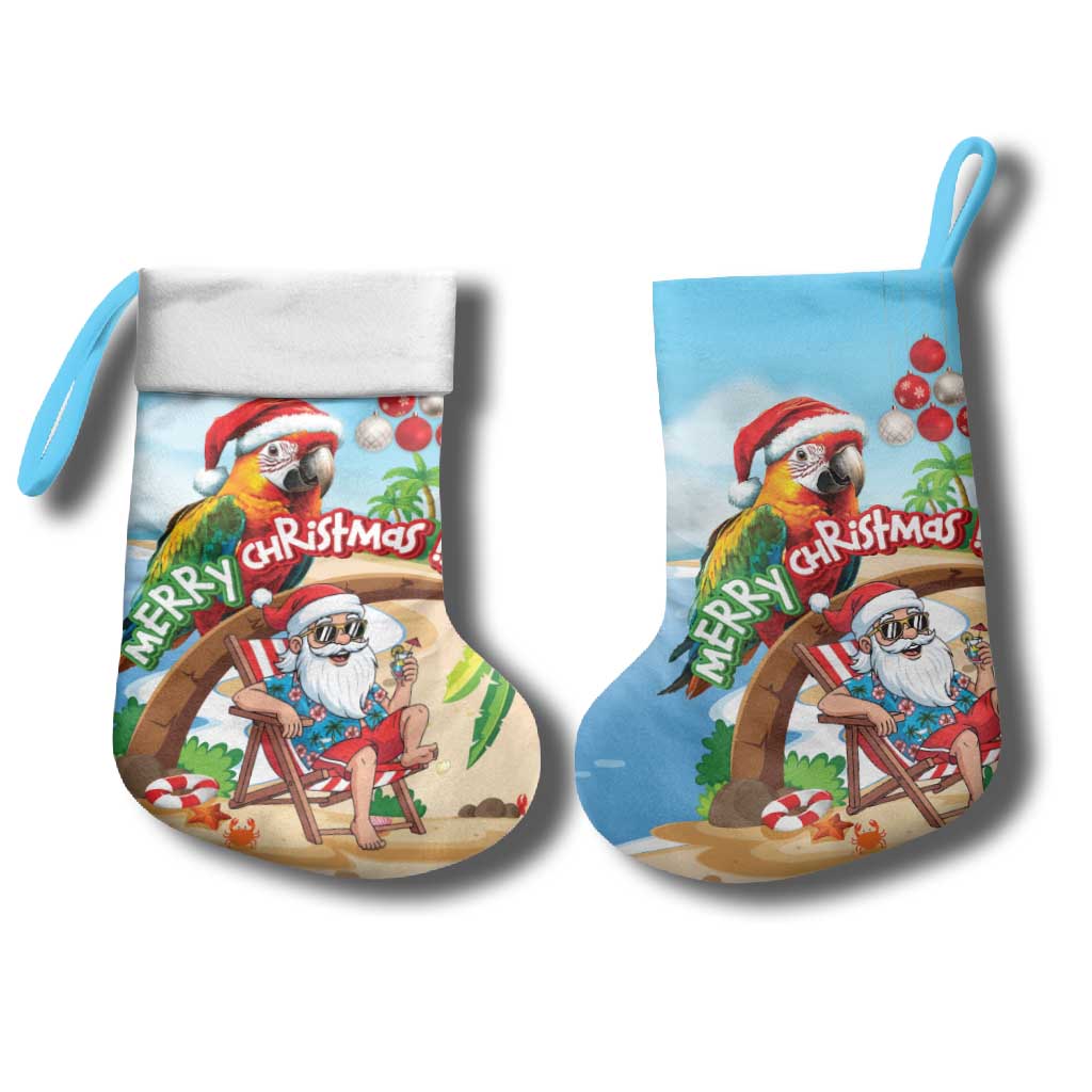 Hawaii Santa Parrot Christmas Stocking Summer Vibe - Polynesian Pride
