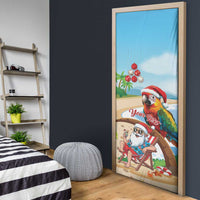 Personalized Hawaii Santa Parrot Christmas Door Cover Summer Vibe - Polynesian Pride