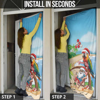 Personalized Hawaii Santa Parrot Christmas Door Cover Summer Vibe - Polynesian Pride