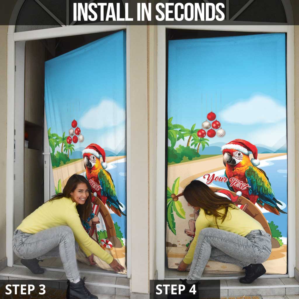 Personalized Hawaii Santa Parrot Christmas Door Cover Summer Vibe - Polynesian Pride