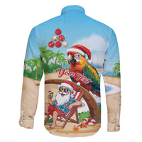 Personalized Hawaii Santa Parrot Christmas Family Matching Long Sleeve Bodycon Dress and Hawaiian Shirt Summer Vibe - Polynesian Pride