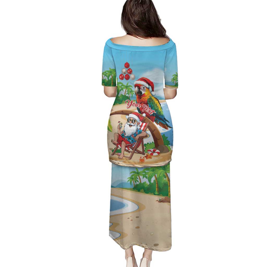 Personalized Hawaii Santa Parrot Christmas Family Matching Puletasi and Hawaiian Shirt Summer Vibe - Polynesian Pride