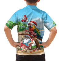 Personalized Hawaii Santa Parrot Christmas Family Matching Short Sleeve Bodycon Dress and Hawaiian Shirt Summer Vibe - Polynesian Pride