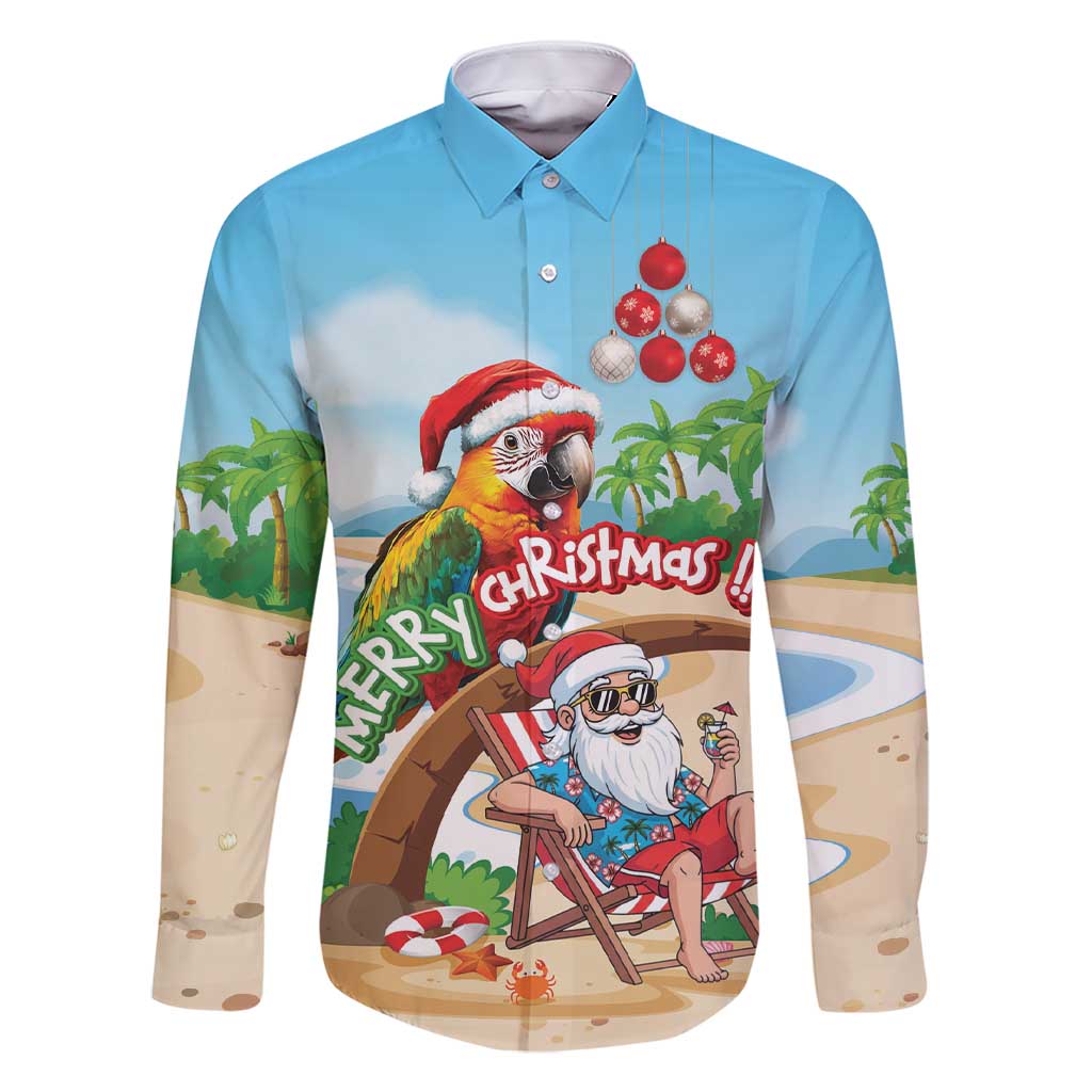 Personalized Hawaii Santa Parrot Christmas Family Matching Short Sleeve Bodycon Dress and Hawaiian Shirt Summer Vibe - Polynesian Pride