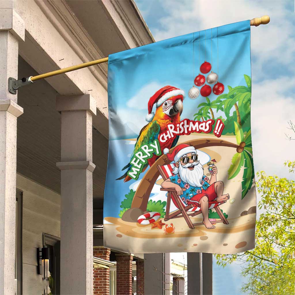 Hawaii Santa Parrot Christmas Garden Flag Summer Vibe - Polynesian Pride