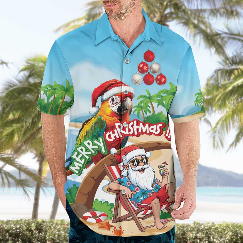 Personalized Hawaii Santa Parrot Christmas Hawaiian Shirt Summer Vibe - Polynesian Pride