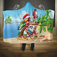 Hawaii Santa Parrot Christmas Hooded Blanket Summer Vibe - Polynesian Pride