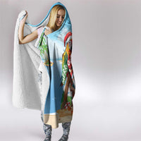 Hawaii Santa Parrot Christmas Hooded Blanket Summer Vibe - Polynesian Pride