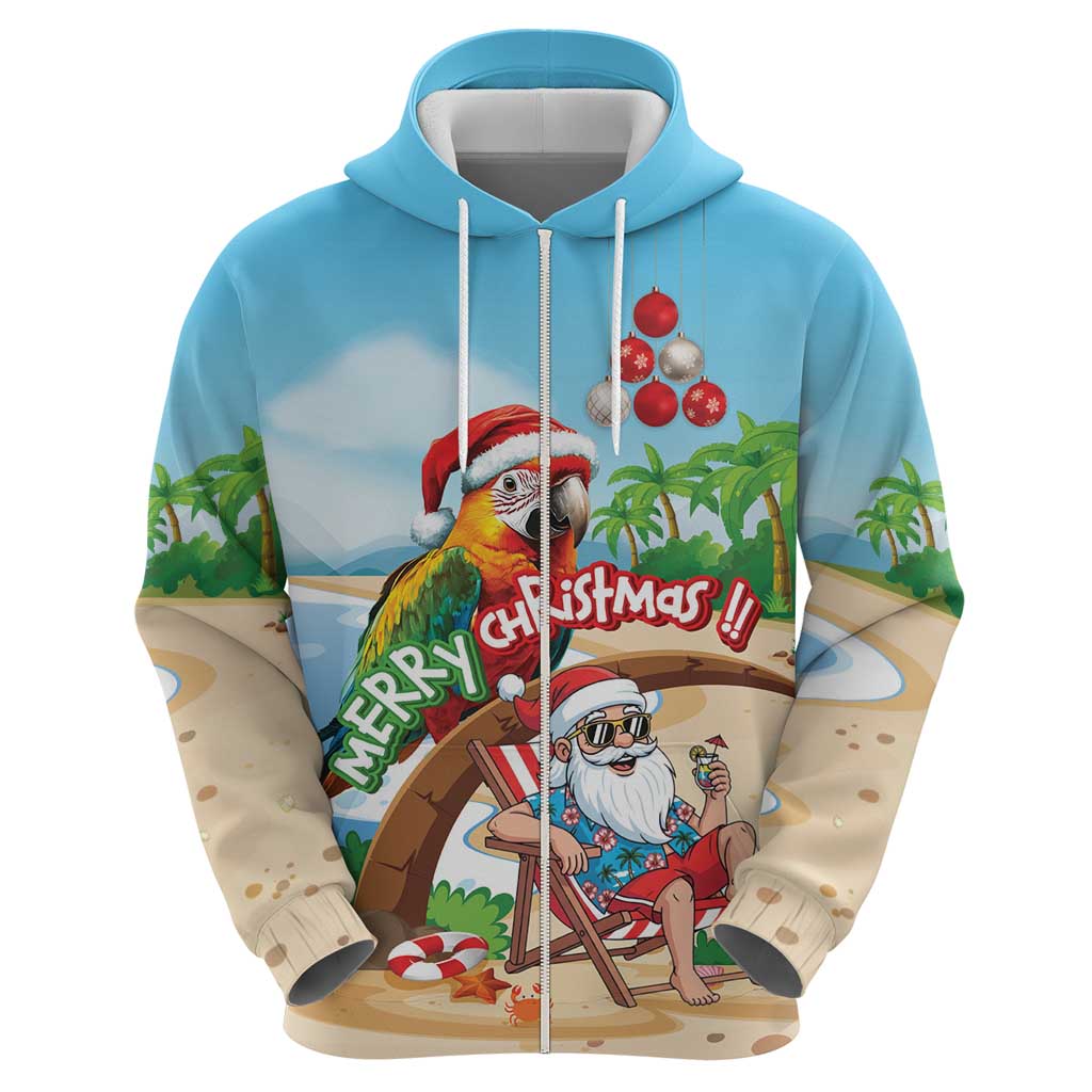 Personalized Hawaii Santa Parrot Christmas Hoodie Summer Vibe - Polynesian Pride
