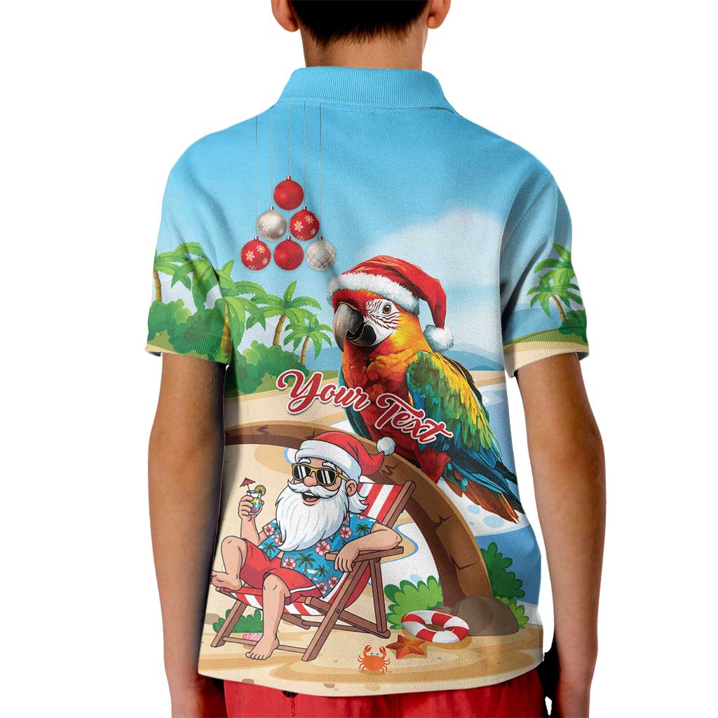Personalized Hawaii Santa Parrot Christmas Kid Polo Shirt Summer Vibe LT01 - Polynesian Pride