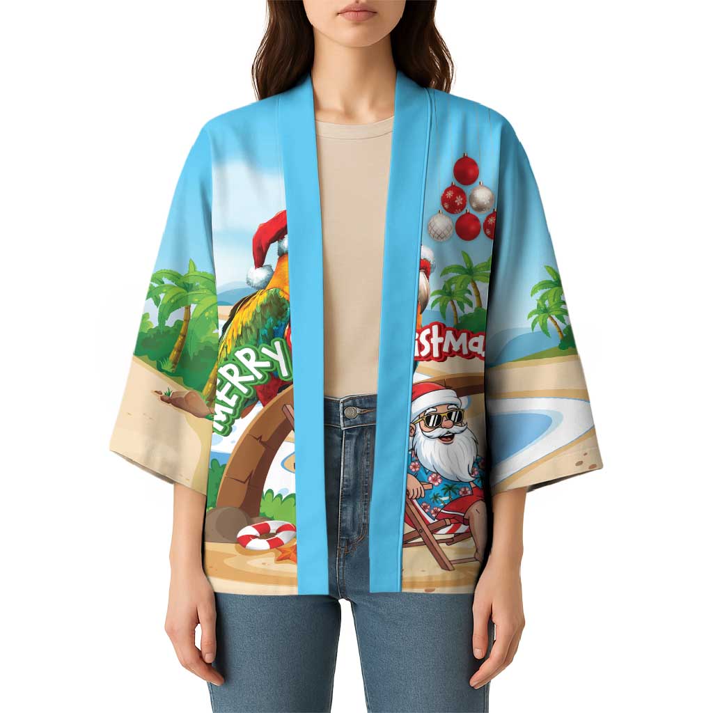 Personalized Hawaii Santa Parrot Christmas Kimono Summer Vibe - Polynesian Pride
