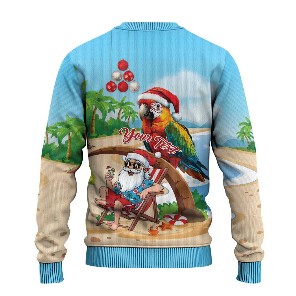 Personalized Hawaii Santa Parrot Christmas Ugly Christmas Sweater Summer Vibe - Polynesian Pride