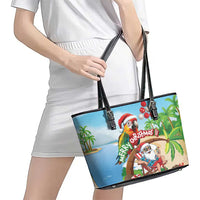Hawaii Santa Parrot Christmas Leather Tote Bag Summer Vibe - Polynesian Pride