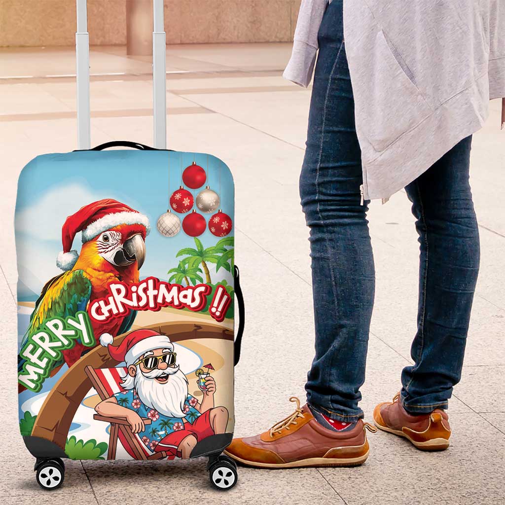 Hawaii Santa Parrot Christmas Luggage Cover Summer Vibe - Polynesian Pride