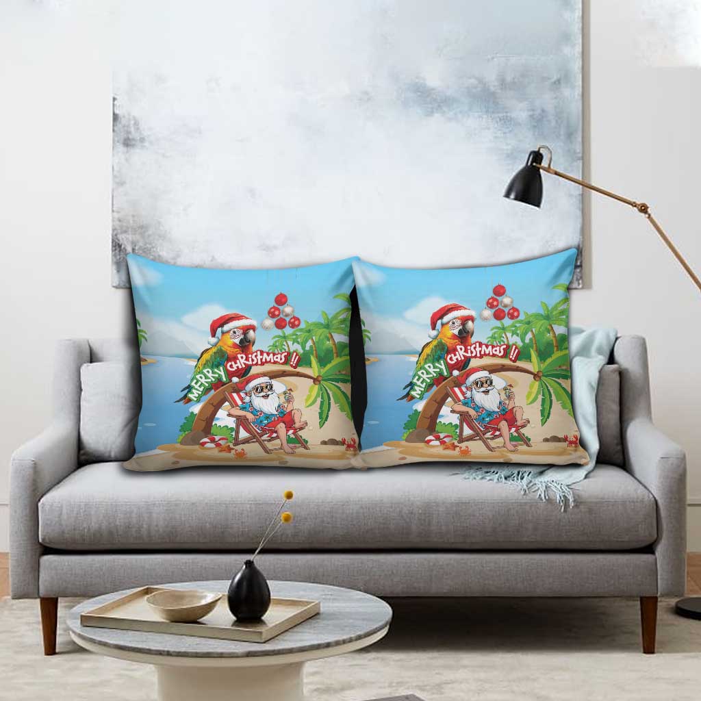 Hawaii Santa Parrot Christmas Pillow Cover Summer Vibe - Polynesian Pride