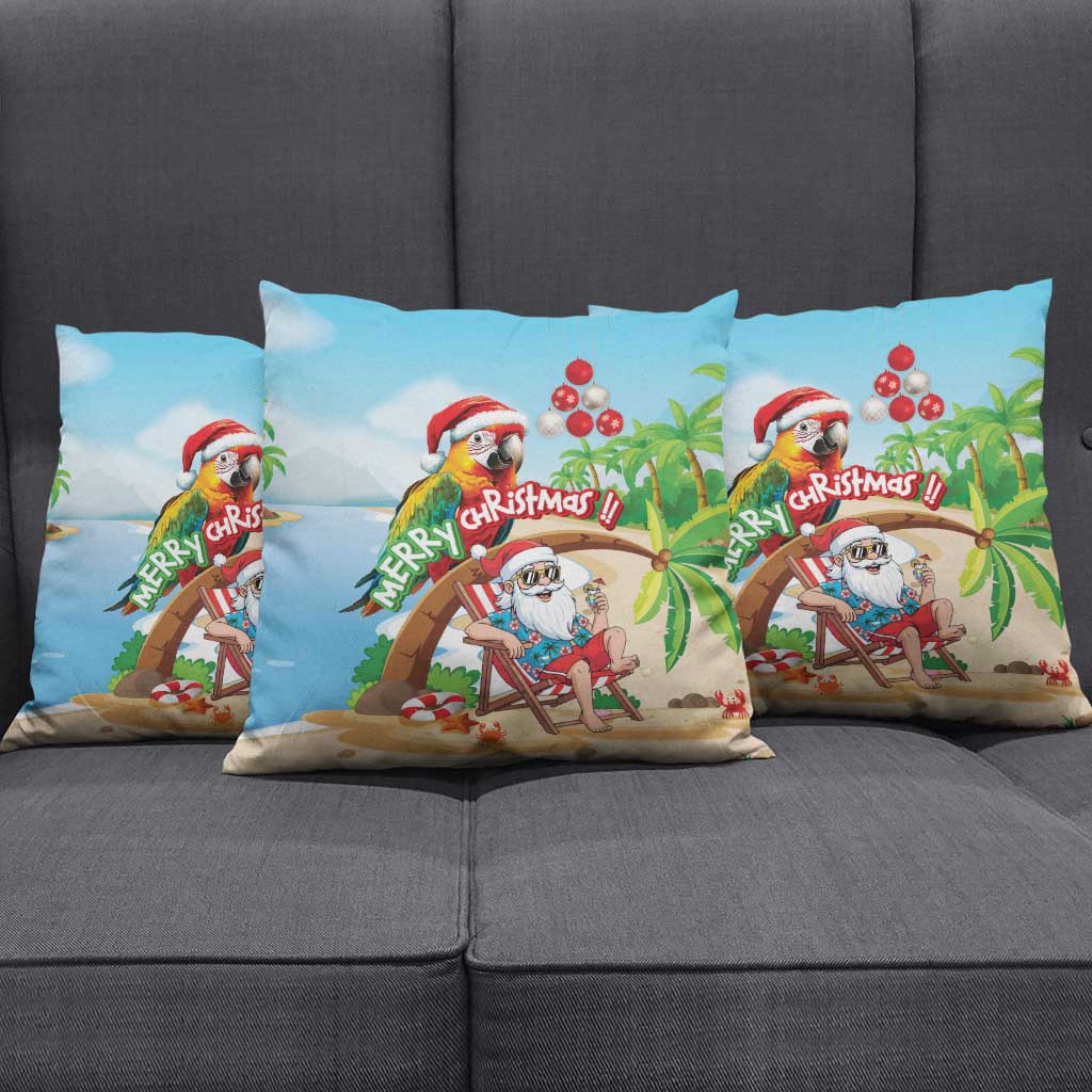Hawaii Santa Parrot Christmas Pillow Cover Summer Vibe - Polynesian Pride