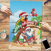 Hawaii Santa Parrot Christmas Puzzle Summer Vibe - Polynesian Pride