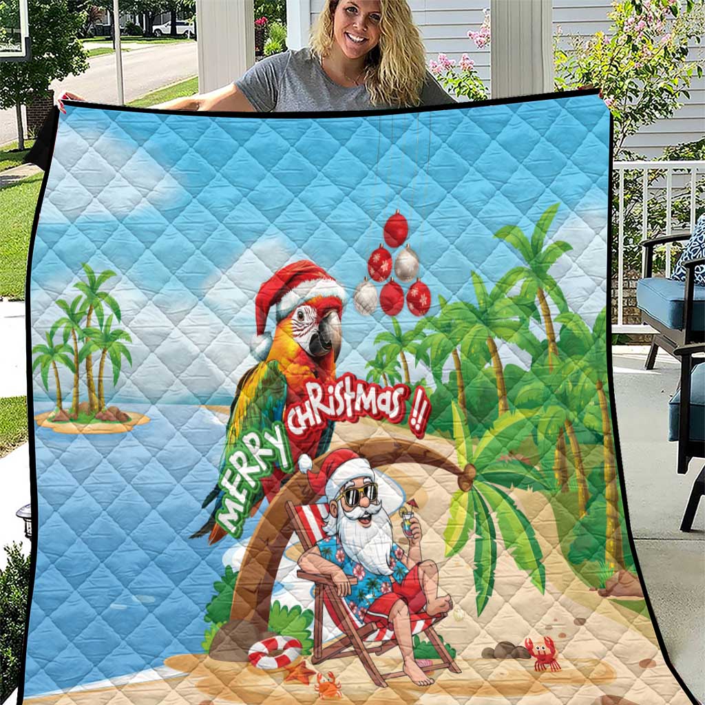 Hawaii Santa Parrot Christmas Quilt Summer Vibe - Polynesian Pride