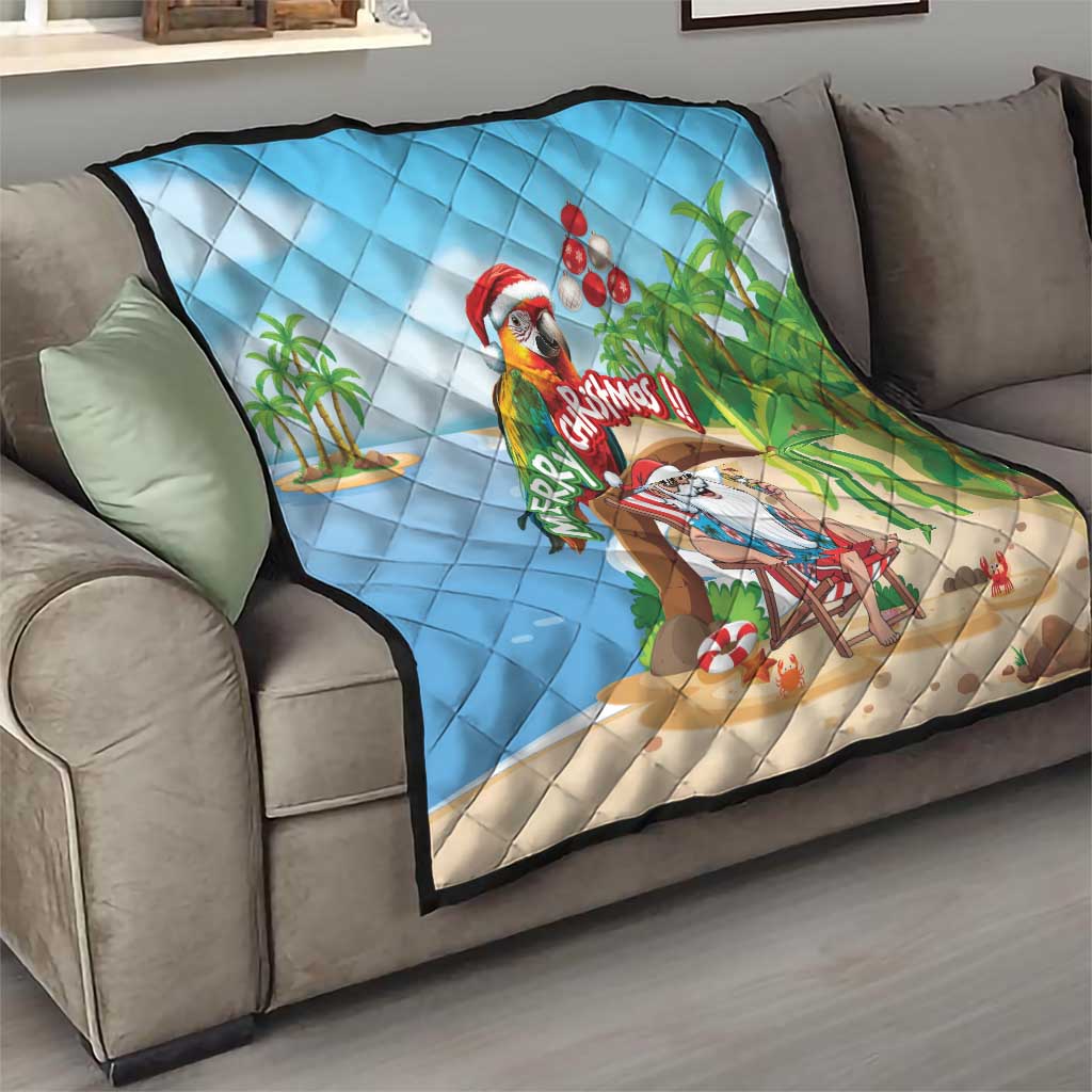 Hawaii Santa Parrot Christmas Quilt Summer Vibe - Polynesian Pride