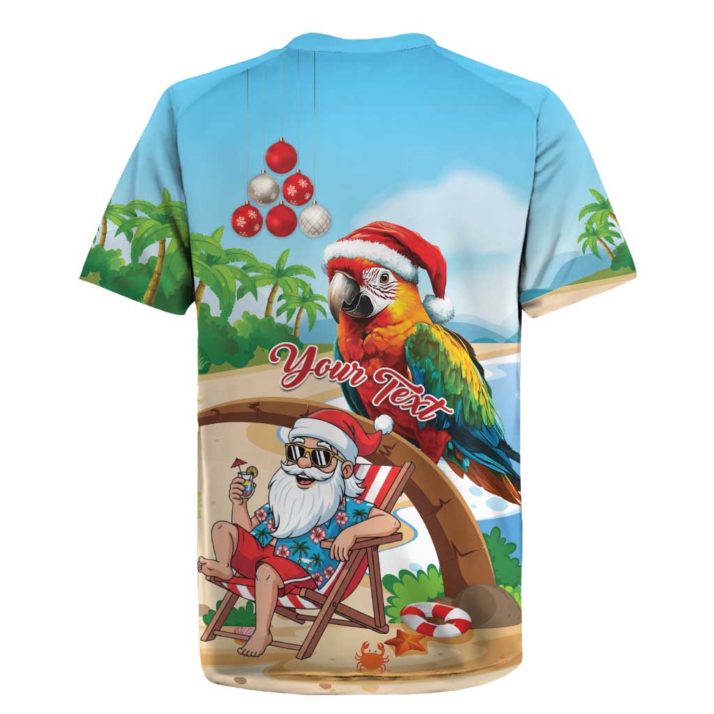 Personalized Hawaii Santa Parrot Christmas Rugby Jersey Summer Vibe - Polynesian Pride