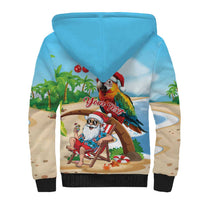 Personalized Hawaii Santa Parrot Christmas Sherpa Hoodie Summer Vibe - Polynesian Pride