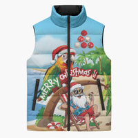 Personalized Hawaii Santa Parrot Christmas Sleeveless Puffer Jacket Summer Vibe - Polynesian Pride