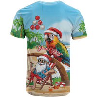 Personalized Hawaii Santa Parrot Christmas T Shirt Summer Vibe - Polynesian Pride