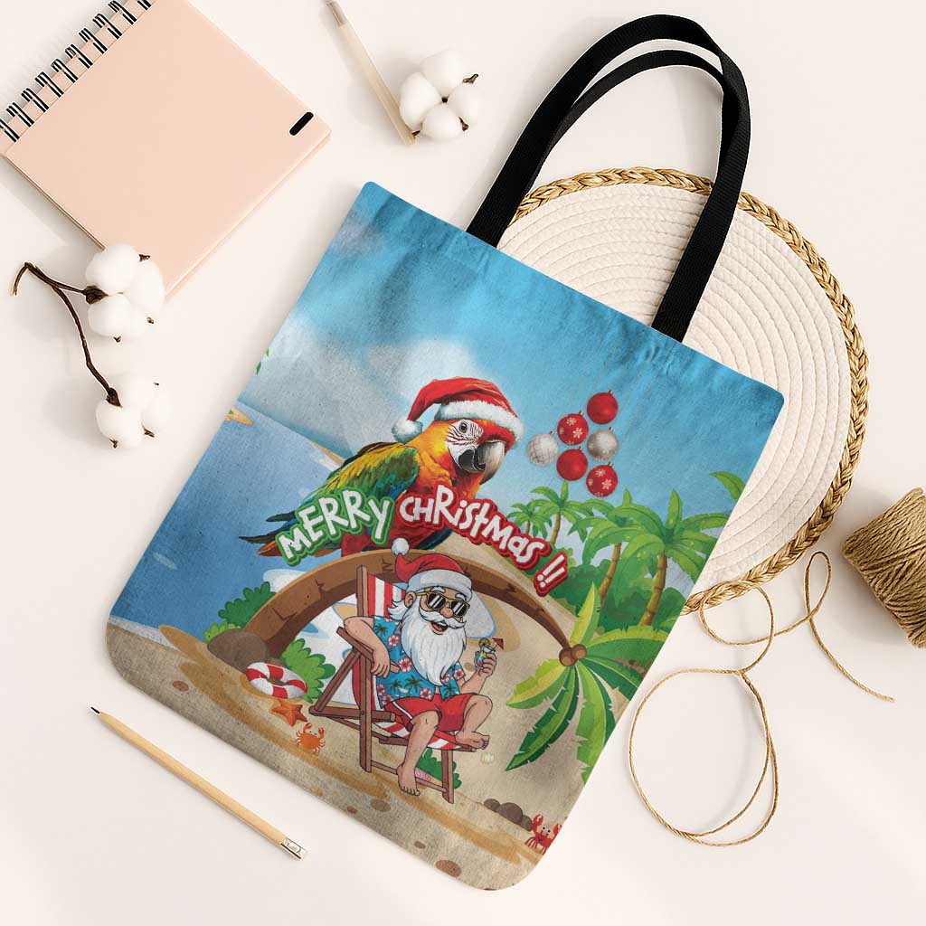 Hawaii Santa Parrot Christmas Tote Bag Summer Vibe - Polynesian Pride