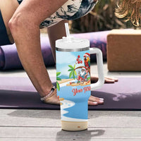 Personalized Hawaii Santa Parrot Christmas Tumbler With Handle Summer Vibe - Polynesian Pride