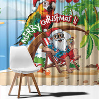 Hawaii Santa Parrot Christmas Window Curtain Summer Vibe - Polynesian Pride