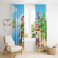 Hawaii Santa Parrot Christmas Window Curtain Summer Vibe - Polynesian Pride