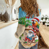 Personalized Hawaii Santa Parrot Christmas Women Casual Shirt Summer Vibe - Polynesian Pride