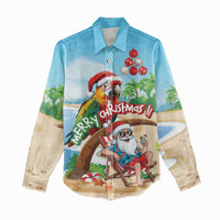 Personalized Hawaii Santa Parrot Christmas Women Casual Shirt Summer Vibe - Polynesian Pride