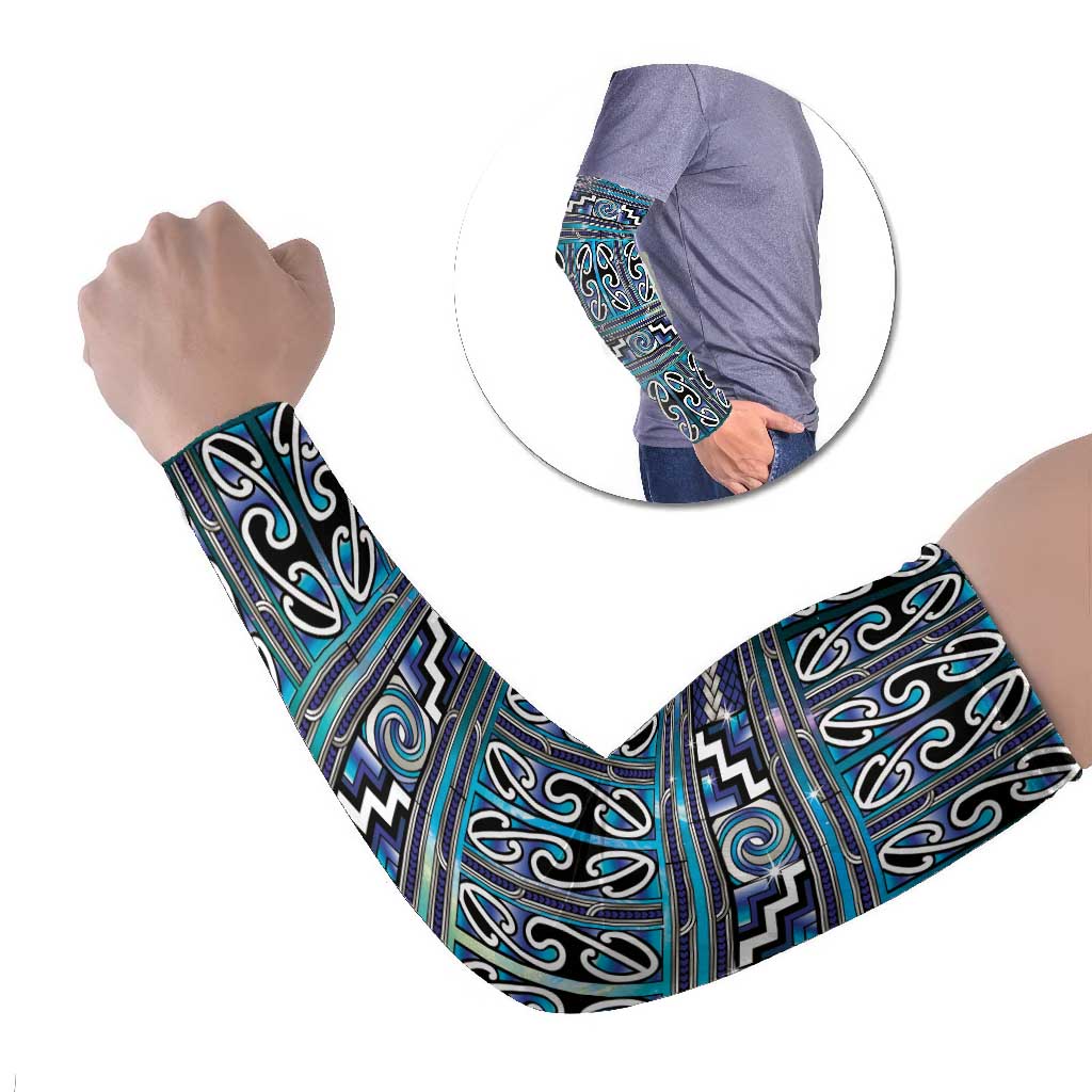 Maori Matariki Arm Sleeves Blue Galaxy Aesthetic Koru Art LT01 Set of 2 Blue - Polynesian Pride
