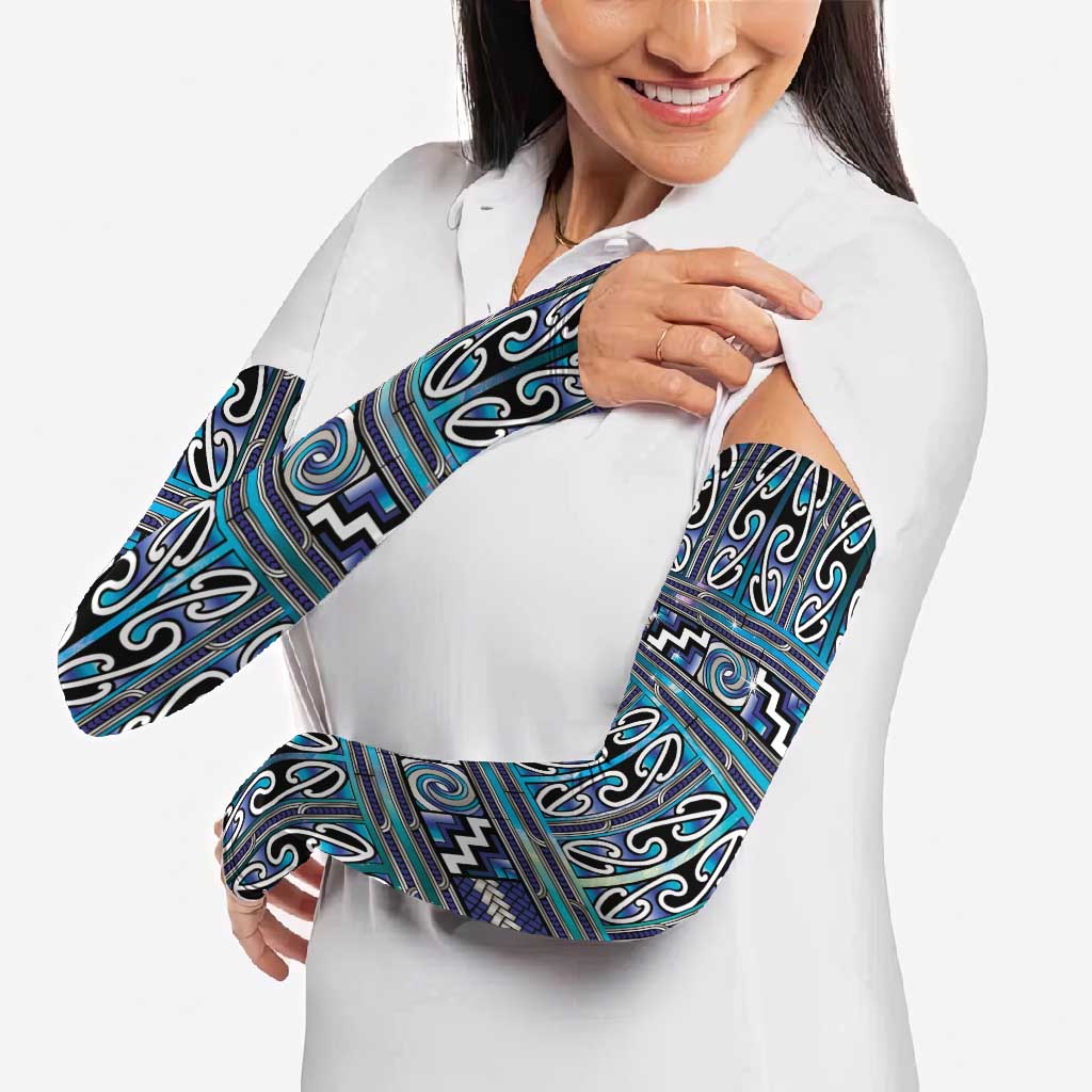 Maori Matariki Arm Sleeves Blue Galaxy Aesthetic Koru Art LT01 - Polynesian Pride