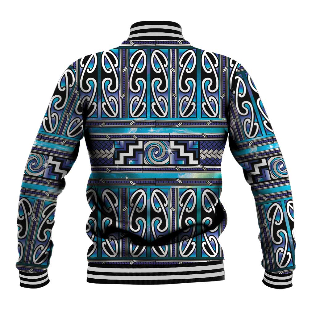 Maori Matariki Baseball Jacket Blue Galaxy Aesthetic Koru Art
