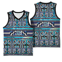 Maori Matariki Basketball Jersey Blue Galaxy Aesthetic Koru Art