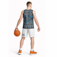 Maori Matariki Basketball Jersey Blue Galaxy Aesthetic Koru Art