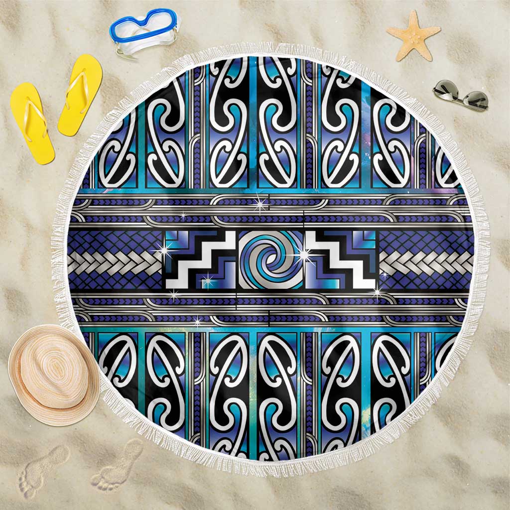 Maori Matariki Beach Blanket Blue Galaxy Aesthetic Koru Art